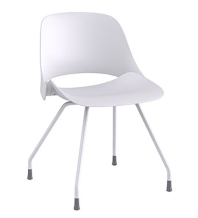 Trea Quick Ship Side Chair in white with glides