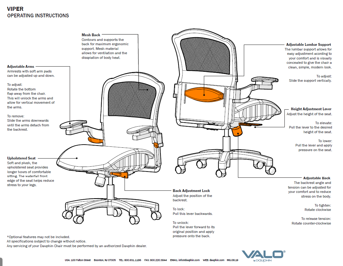 Viper Office Chair Mesh Computer Work with Adjustable Neck Rest Lumbar  Support