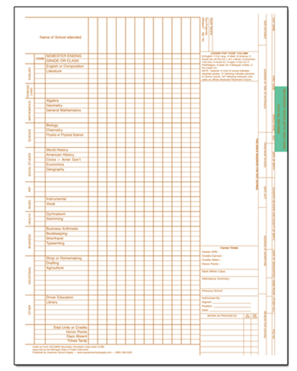 Secondary Record Insert (SSCA60B)