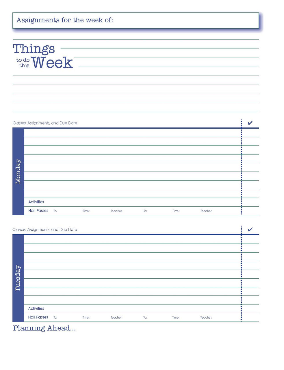Student Planners - Jr / Sr High (SAB) 6" x 8 3/4"