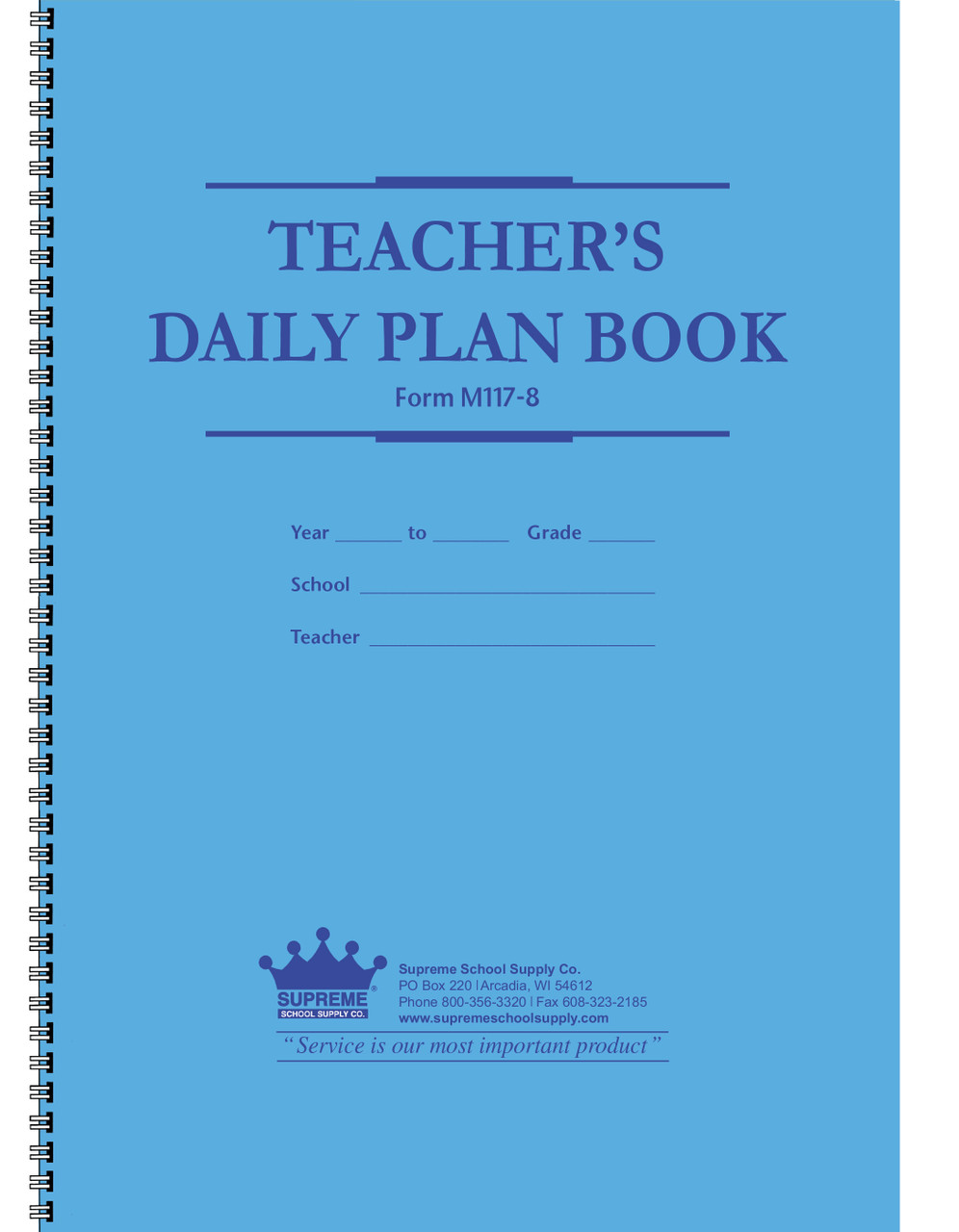 Teachers Daily Plan Book 8-Subject (M117-8)