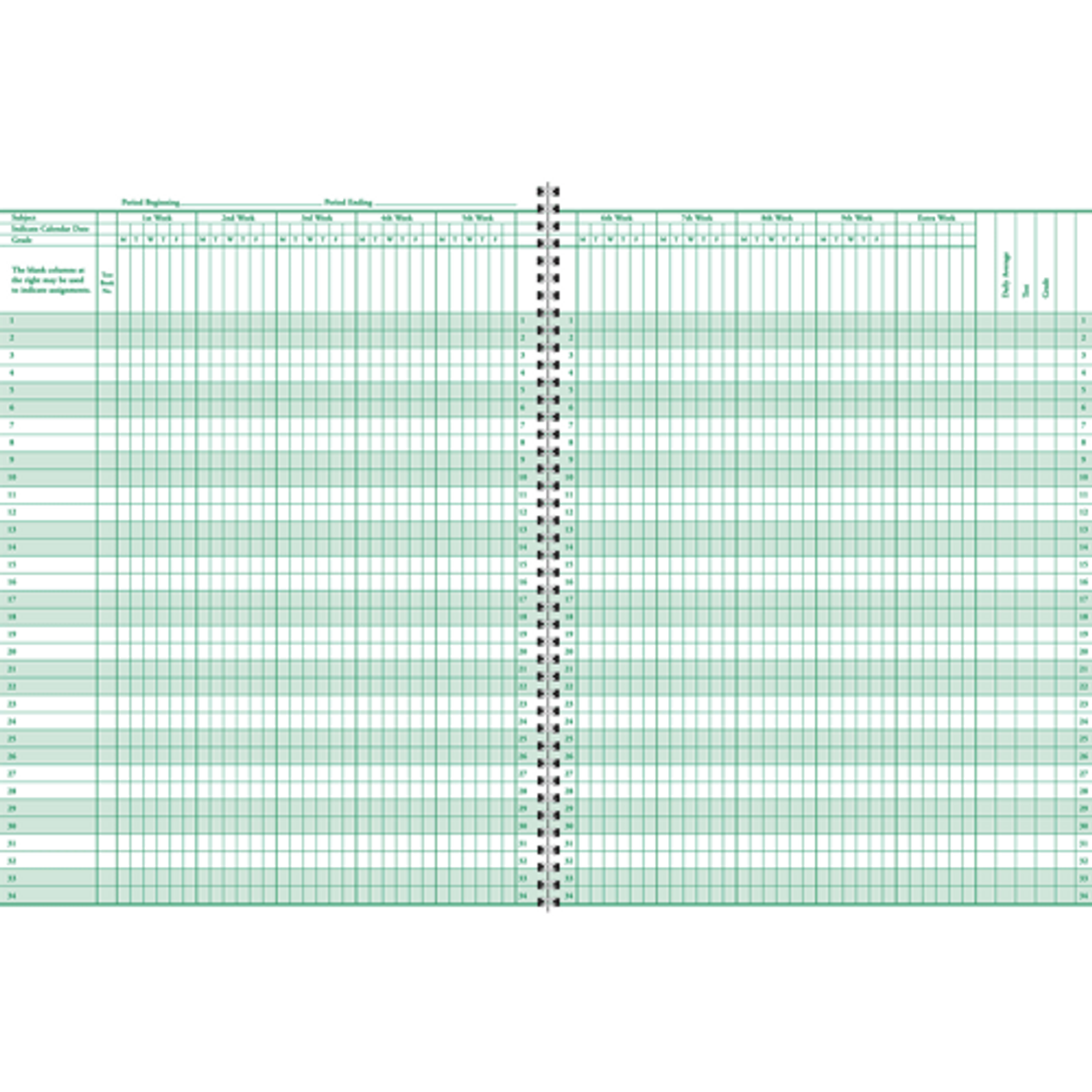 Class Record Book, 8 Subject, 9 Week (936 Series) (936-8)