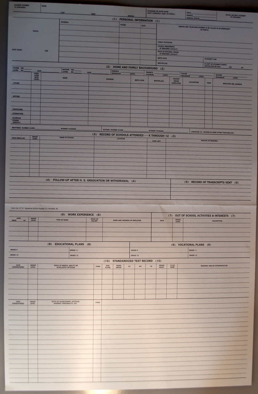 Cumulative Academic-Guidance Folder (911S)