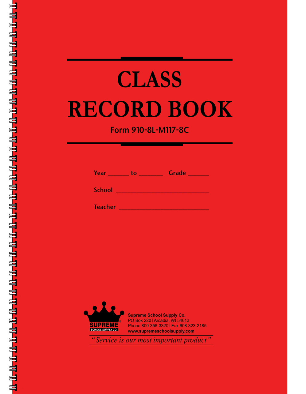 Class Record & Plan Book (910-8L-M117-8C)