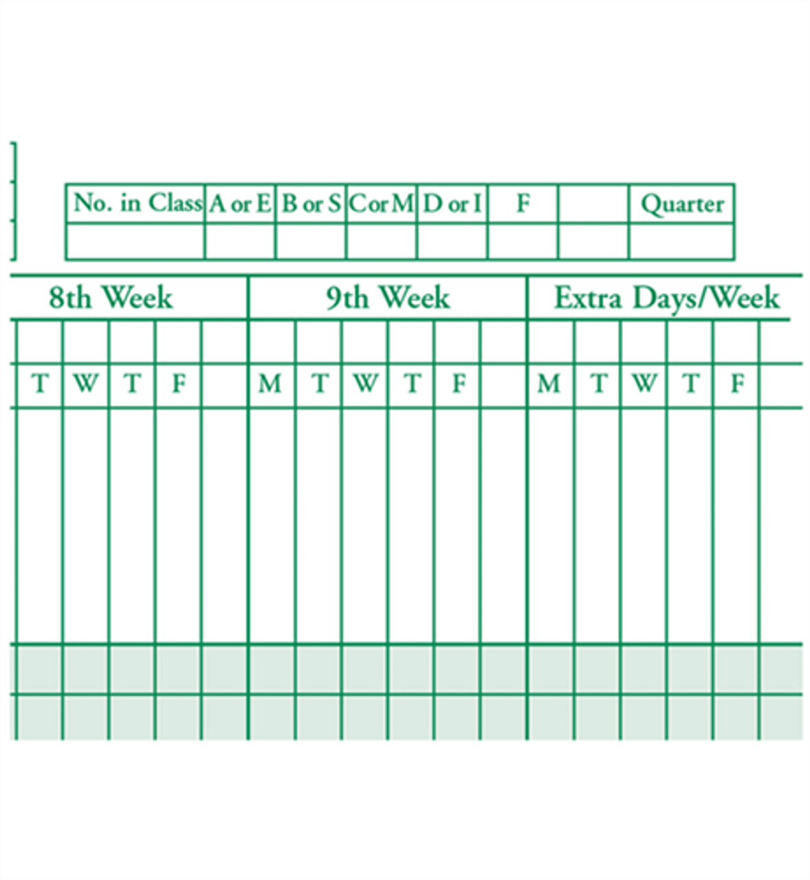 Class Record Book, 6-Subject (Green Print) (910-6LGN)