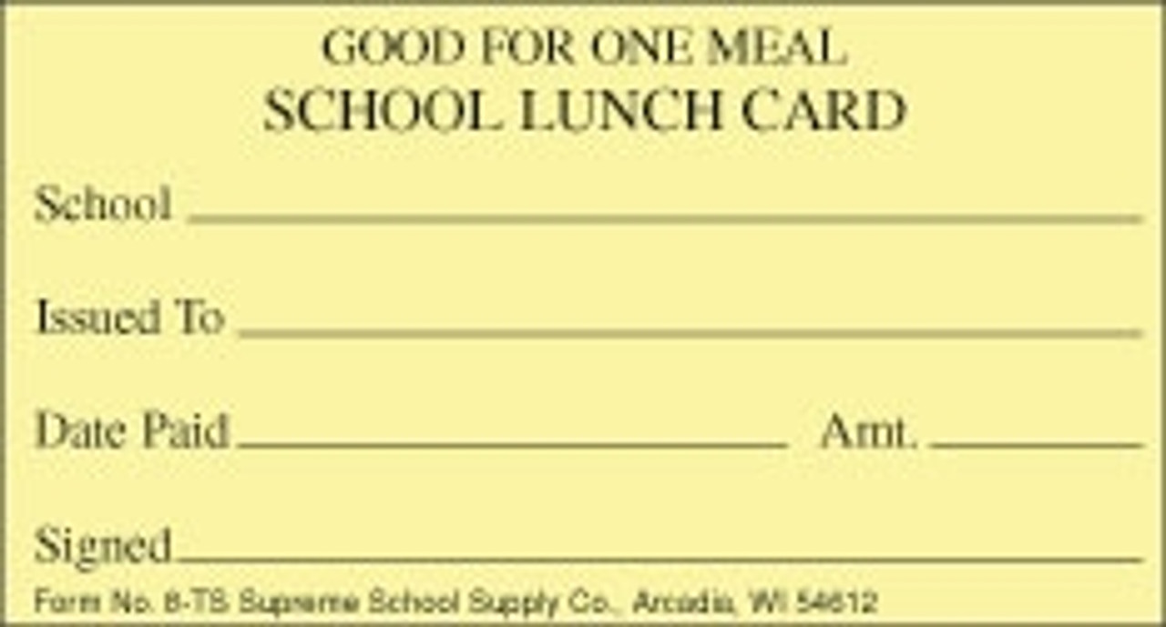 School Lunch Card - One Meal (8TS)