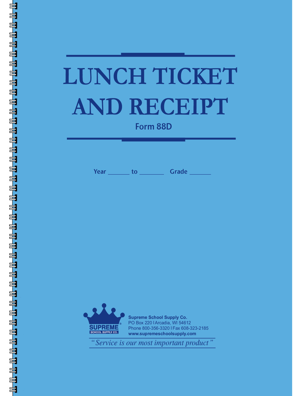 Lunch Program Receipt Book, 20-Meal (88D)
