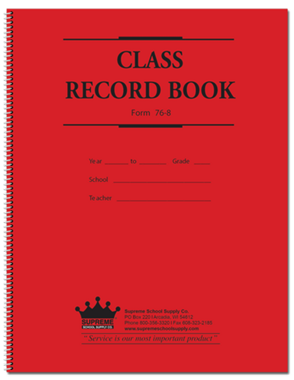Class Record Book - 8-Subject, 6-Week (76 series) (76-8)