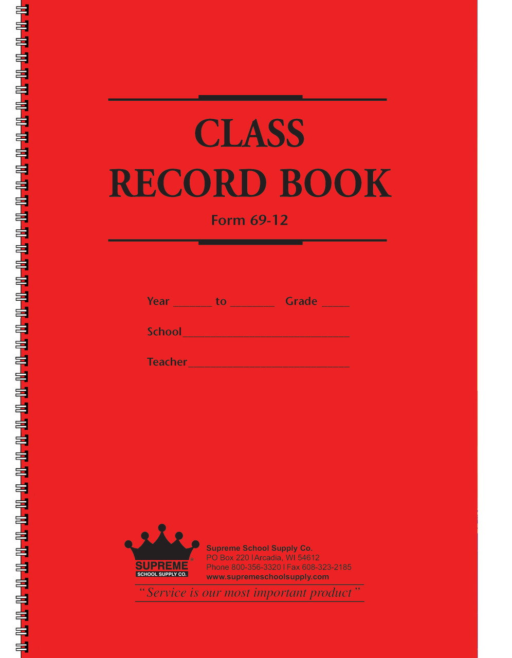 Class Record Book 6, 9, or 12 Week (69-12)