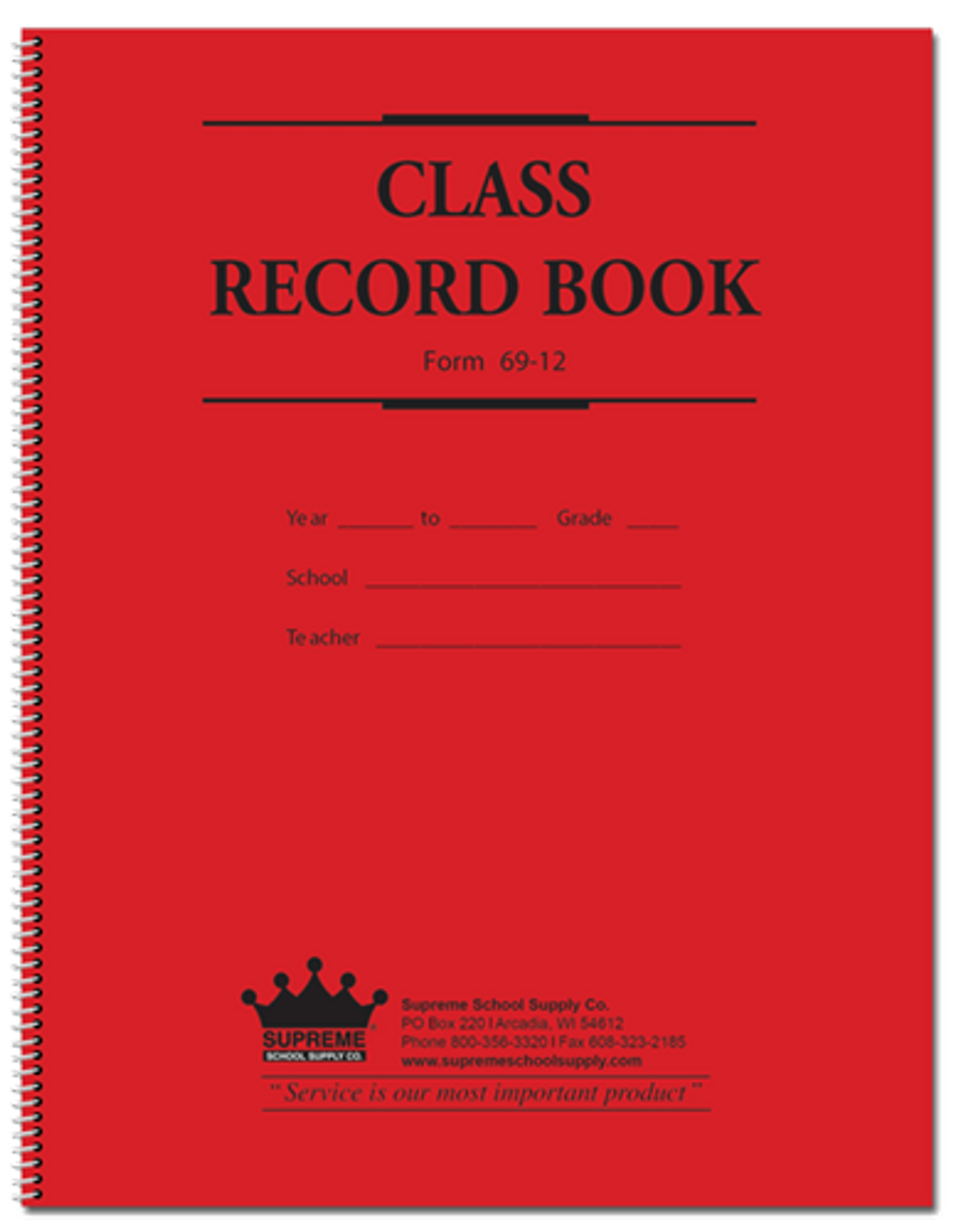 Class Record Book 6, 9, or 12 Week (69-12) - Supreme School Supply