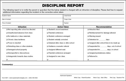 Discipline Report 6607 Supreme School Supply Discipline Report 6607 Supreme School Supply