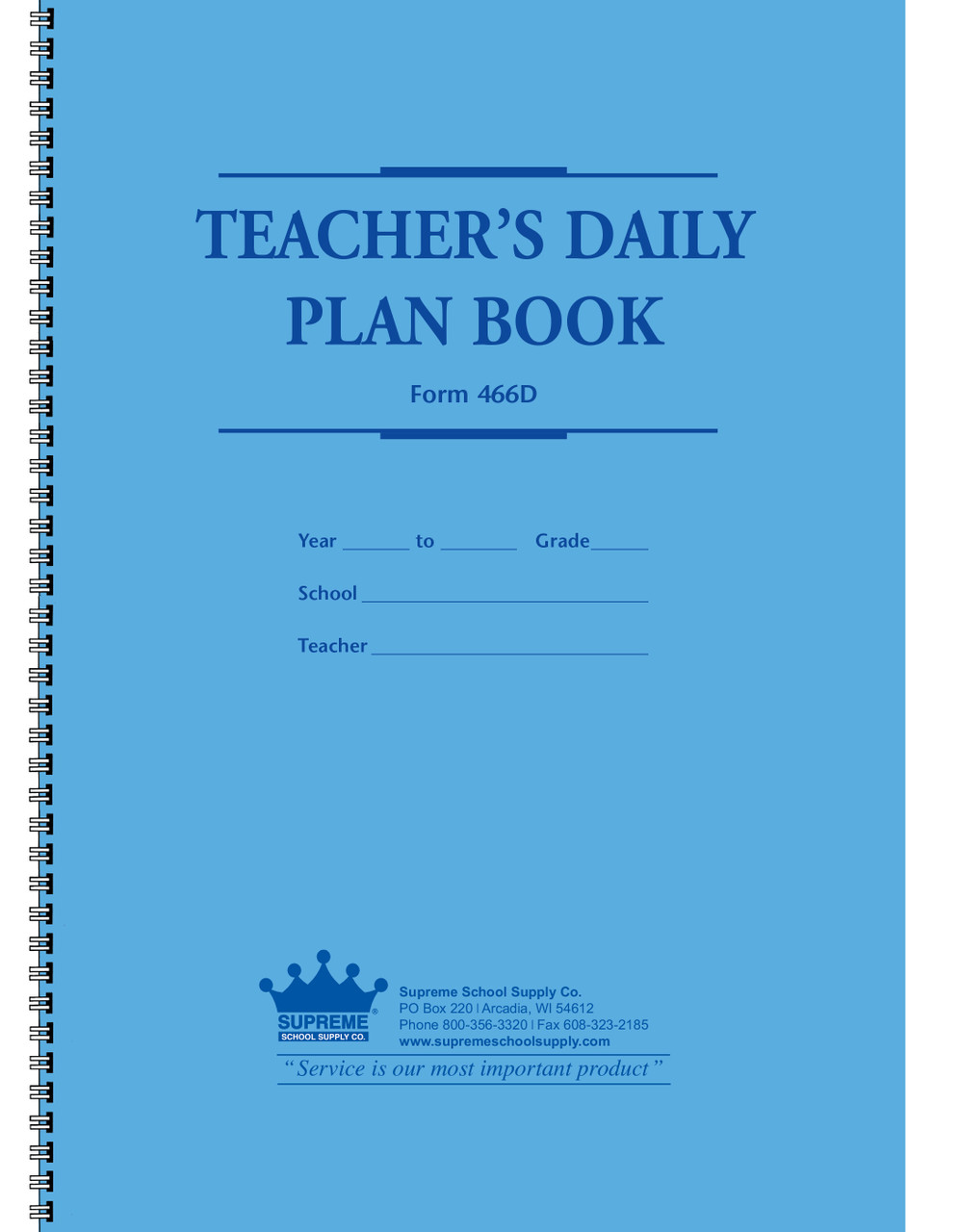 Teachers Daily Plan Book Duplicate (466D) - Supreme School Supply