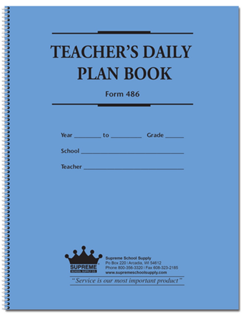 Teachers Plan Book - 6 Subject, Large (486)