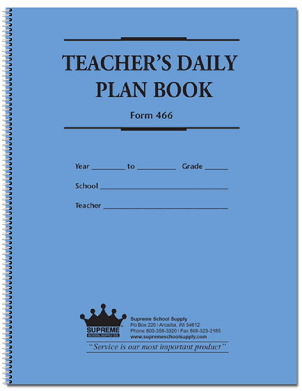 Teachers Daily Plan Book 6 Subject (466)