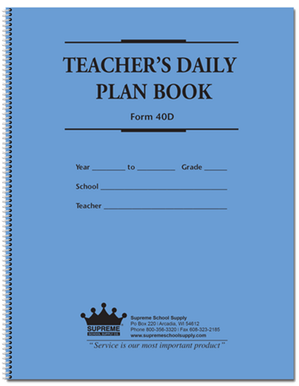 Teachers Plan Book, 6 Subject (40D)