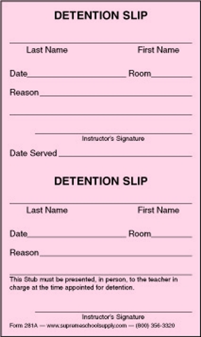 Detention Slips (281A)