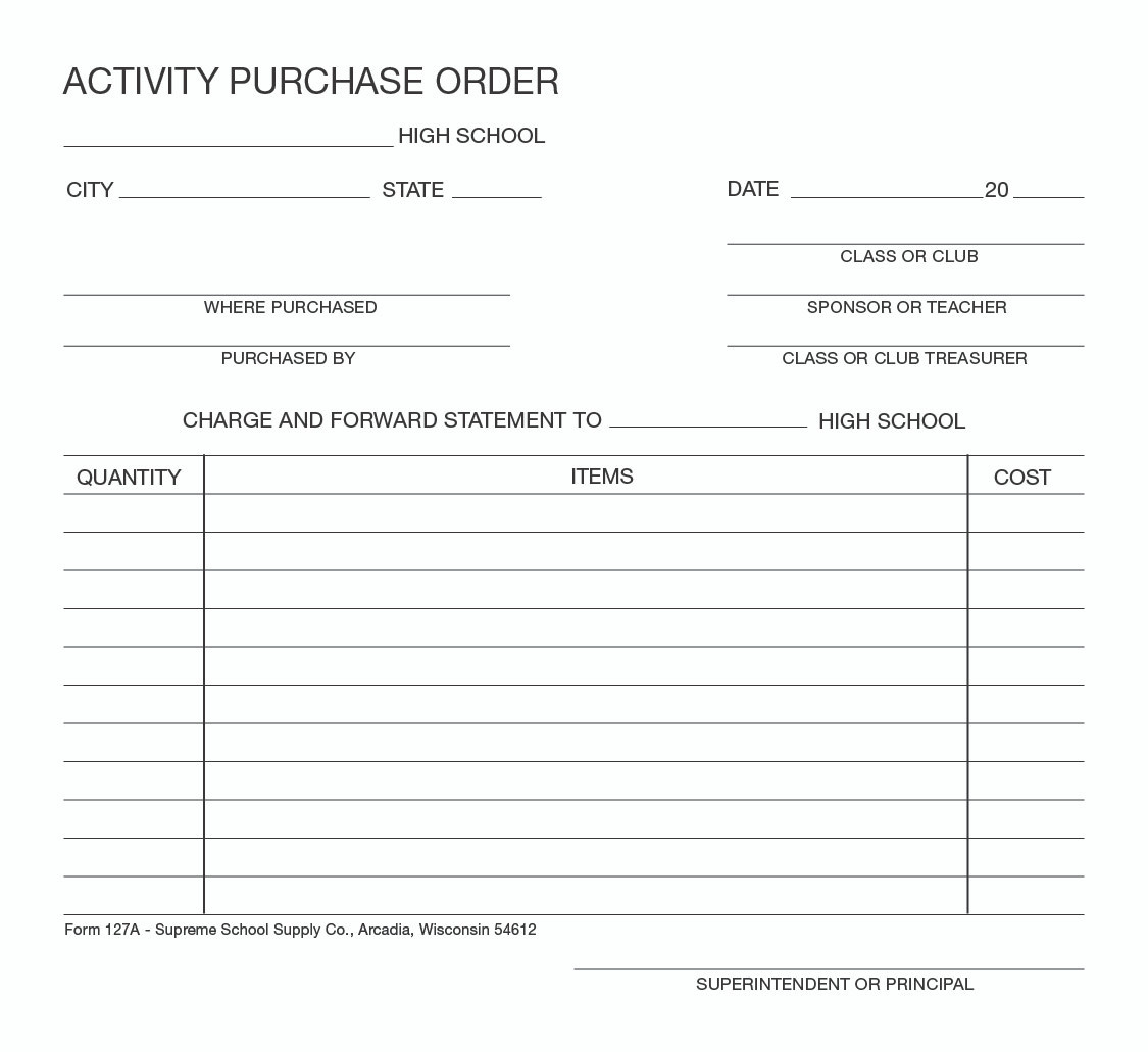 High School Activity Purchase Order (127A)