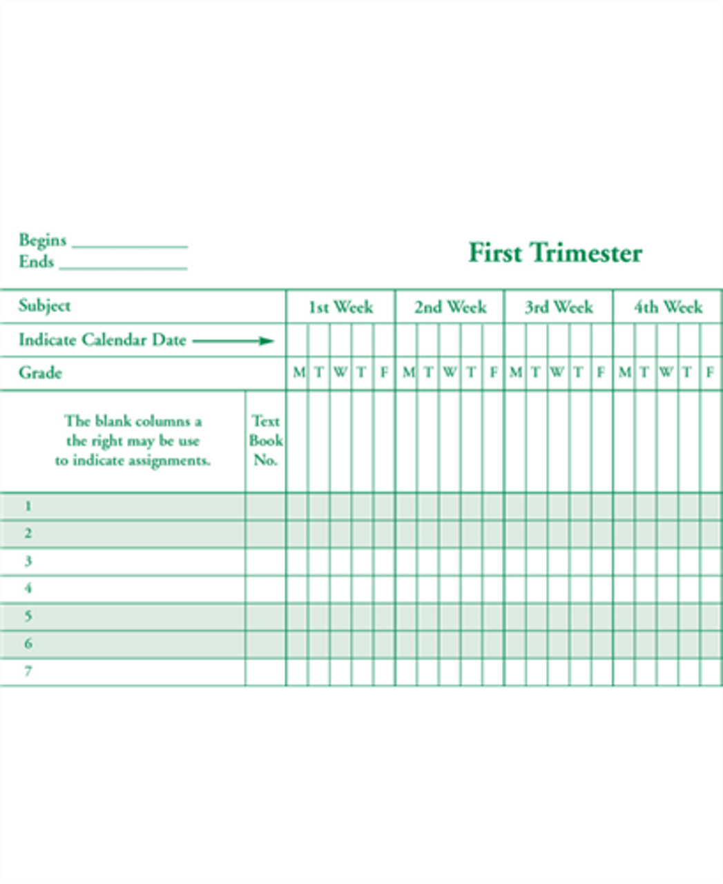 Class Rec Book 8 Subject, 12 Week (1213-8)