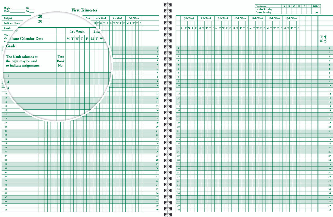 Class Rec Book 8 Subject, 12 Week (1213-8)