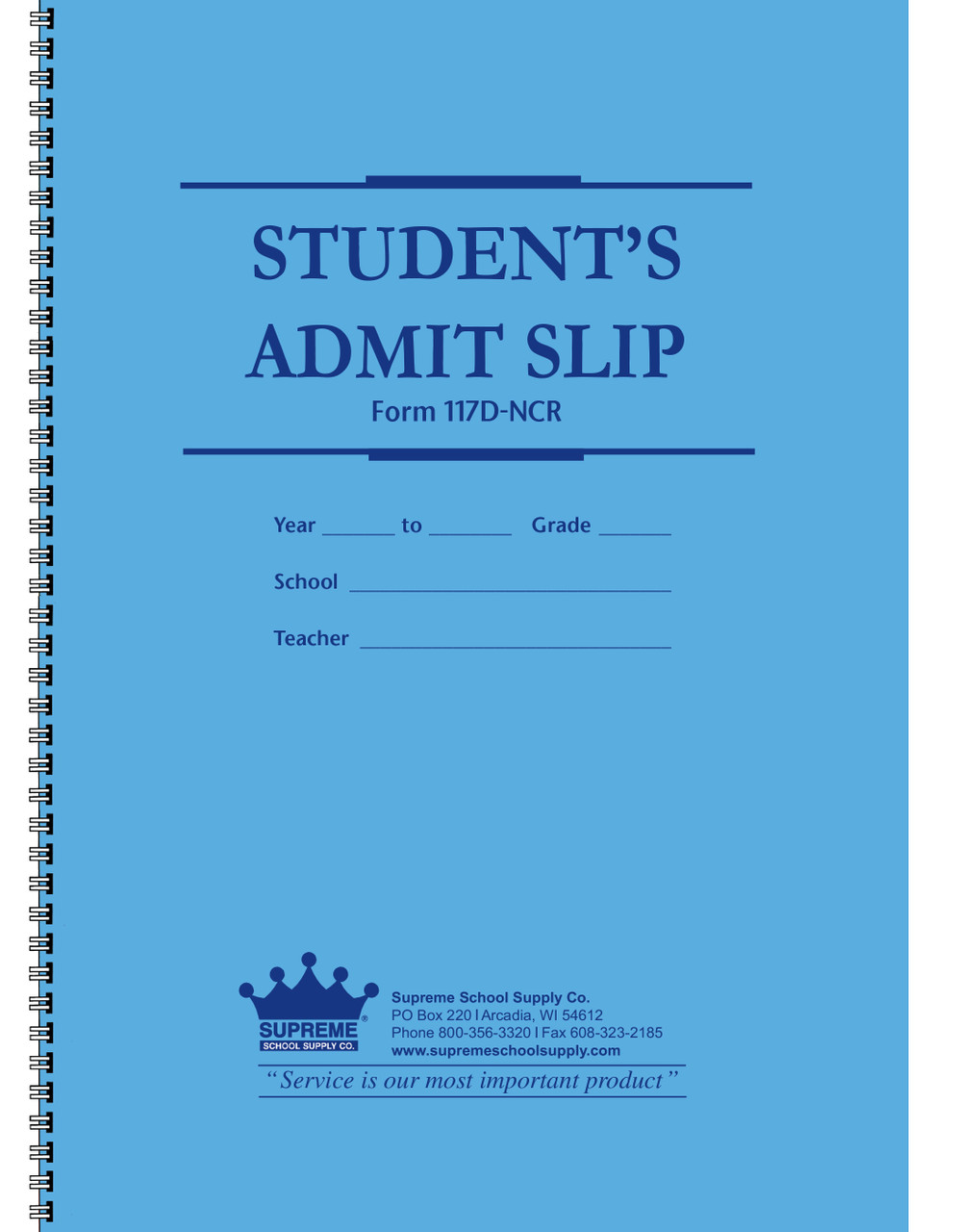 Admit Slip Book w/ Dates Carbon less (117DN-NCR) Admit Slip Book w/ Dates Carbon less (117DN-NCR)