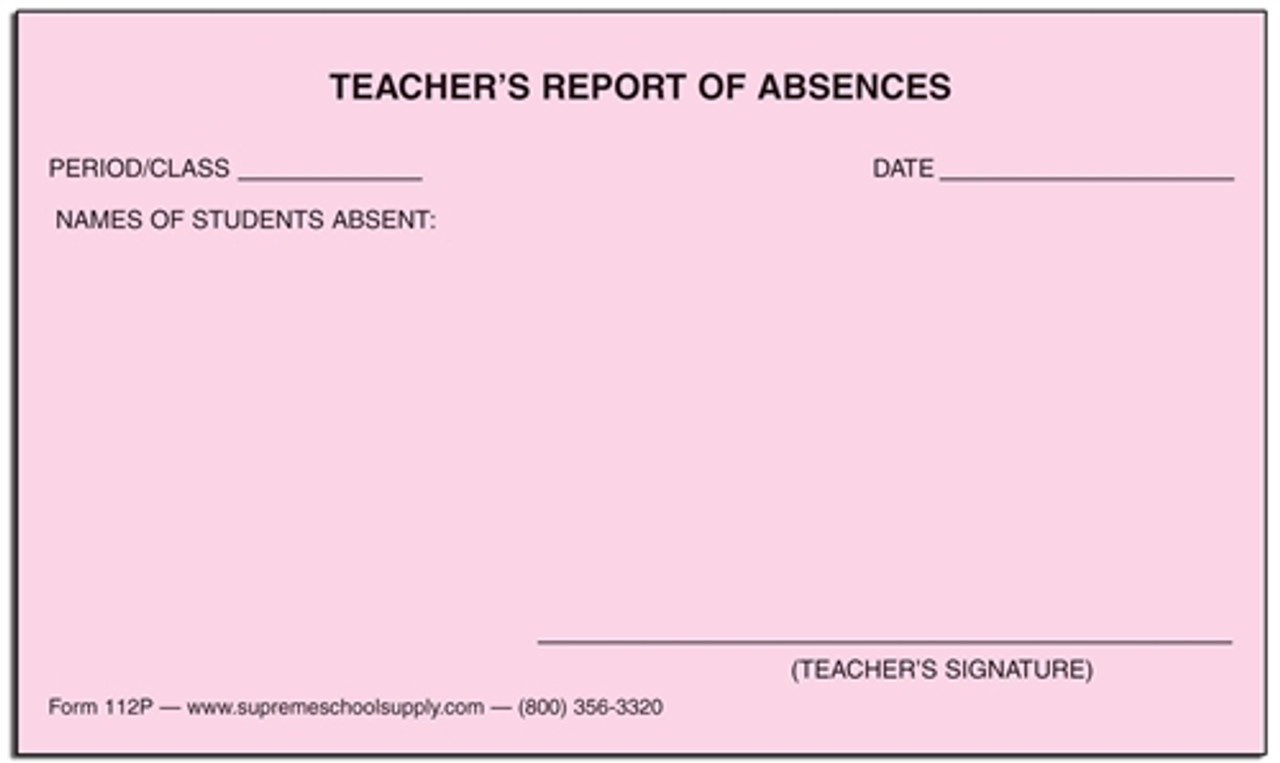 Daily Absentee Report, Pink (112P)