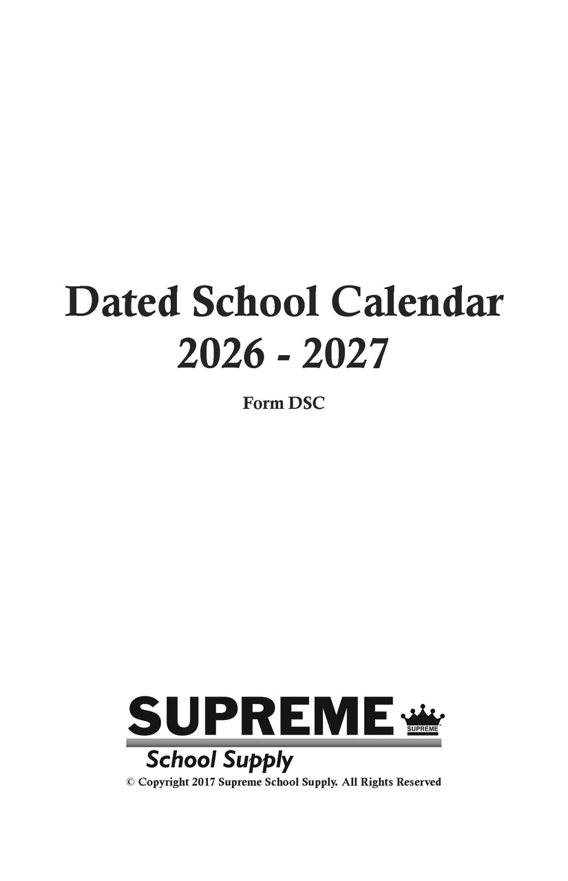 2026-2027 Dated School Calendar (DSC) 