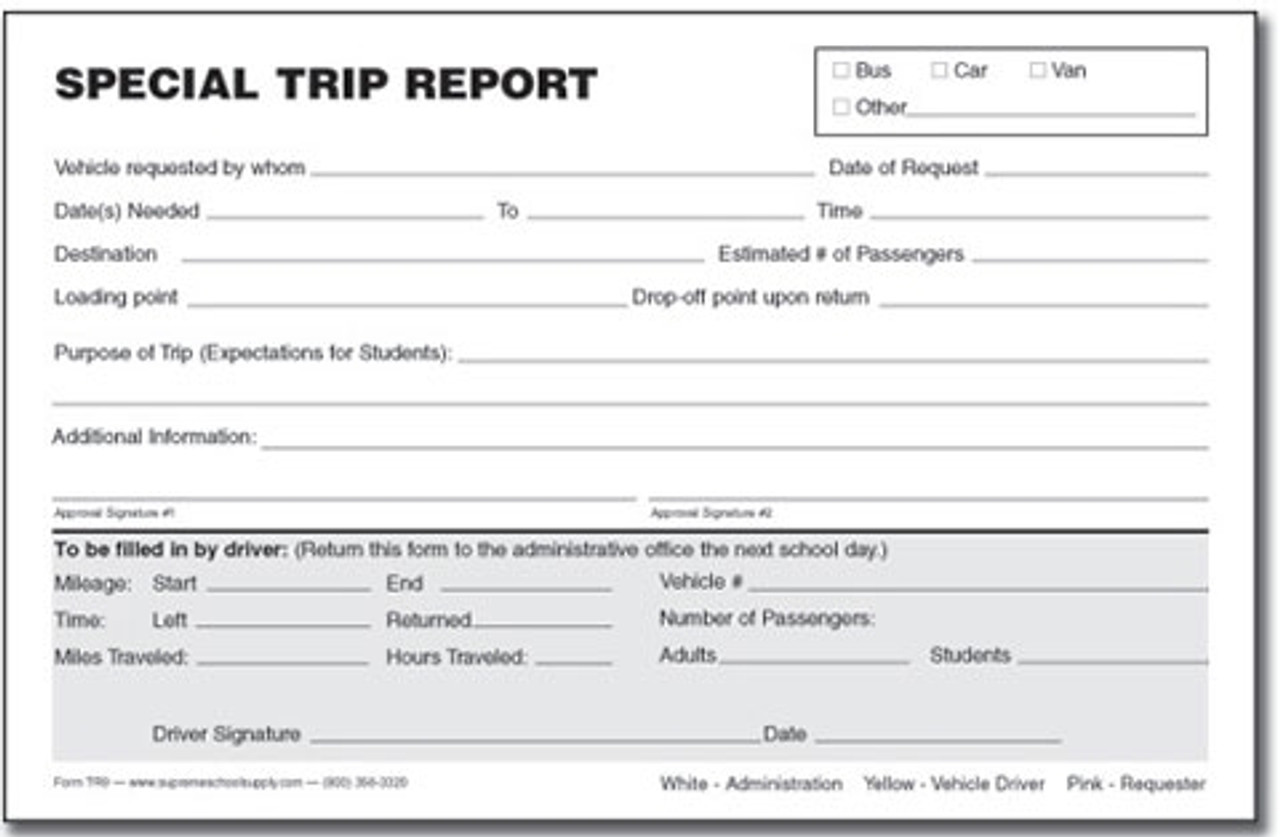 Special Trip Reports - Triplicate (TR9)