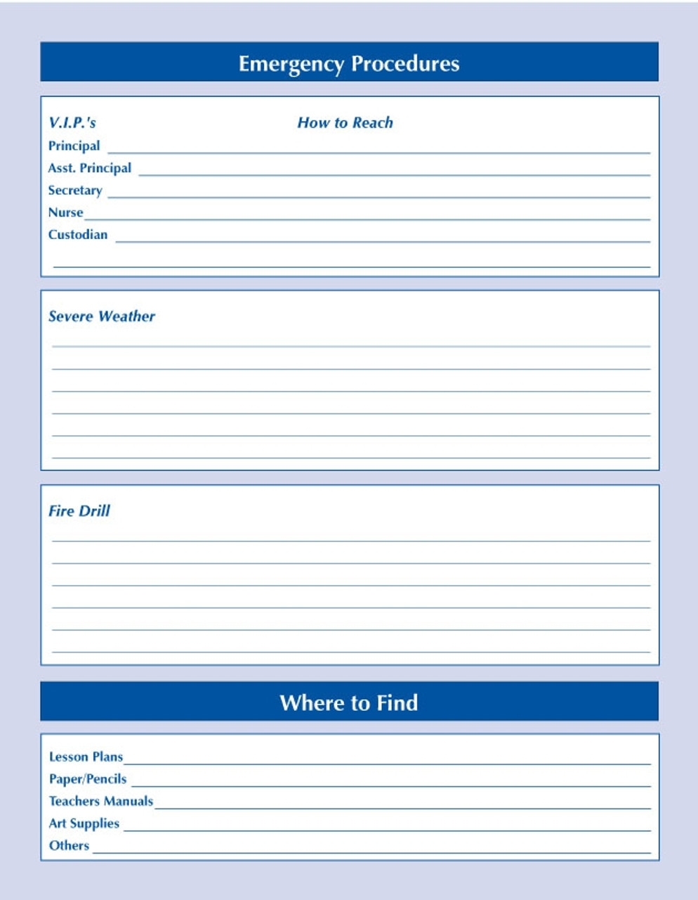 Substitute Teacher Folder Elementary (STFE)