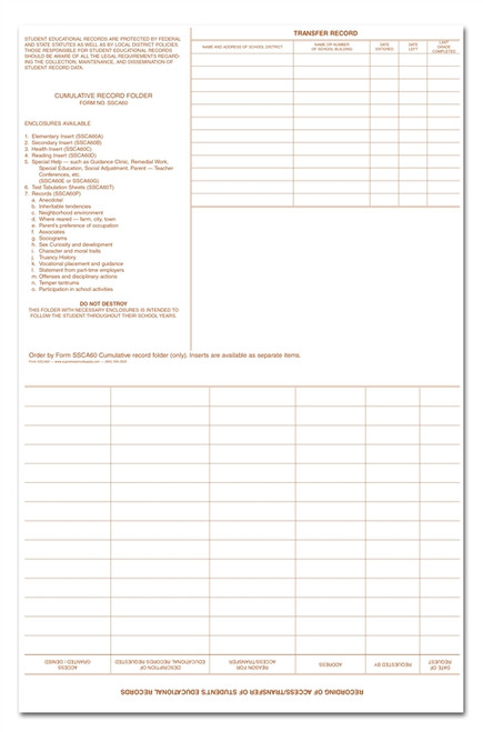 Student Cumulative Record Folder, White (SSCA60)