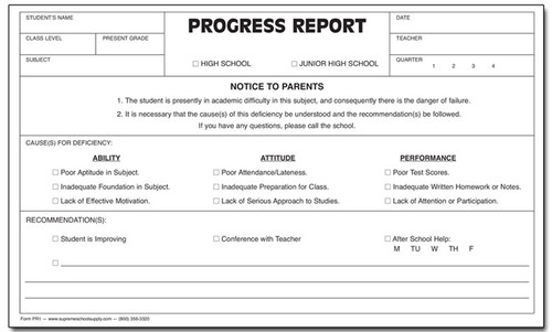 Progress Report, Triplicate (PR1)