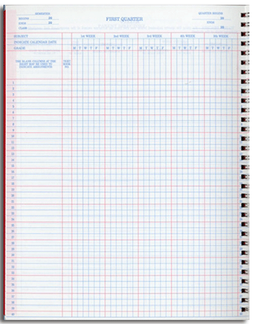 Class Record Book, 10 Subject, Red and Blue Text (910-10L)