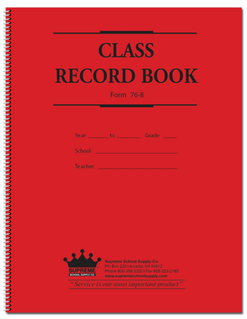 Class Record Book - 8-Subject, 6-Week (76 series) (76-8)