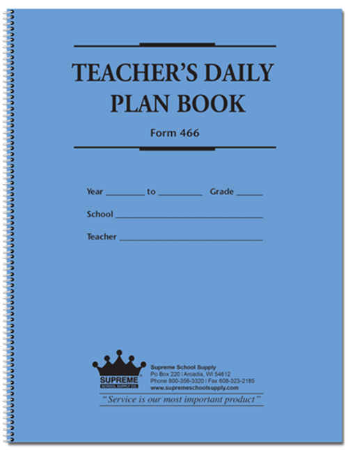 Teachers Daily Plan Book 6 Subject (466)