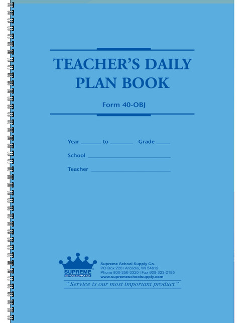 Daily Plan Book with Objectives - Blue Print (40OBJ)
