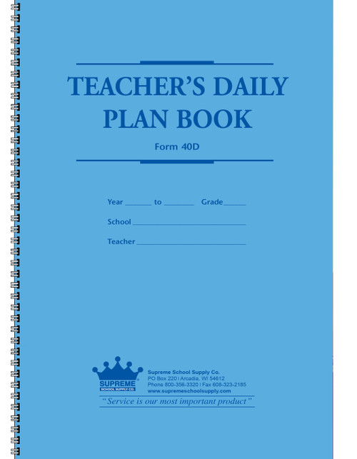 Teachers Plan Book, 6 Subject (40D)
