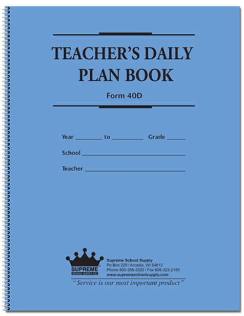 Teachers Plan Book, 6 Subject (40D)