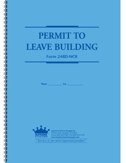 Permit To Leave Building Book Carbonless Duplicates (248D-NCR)