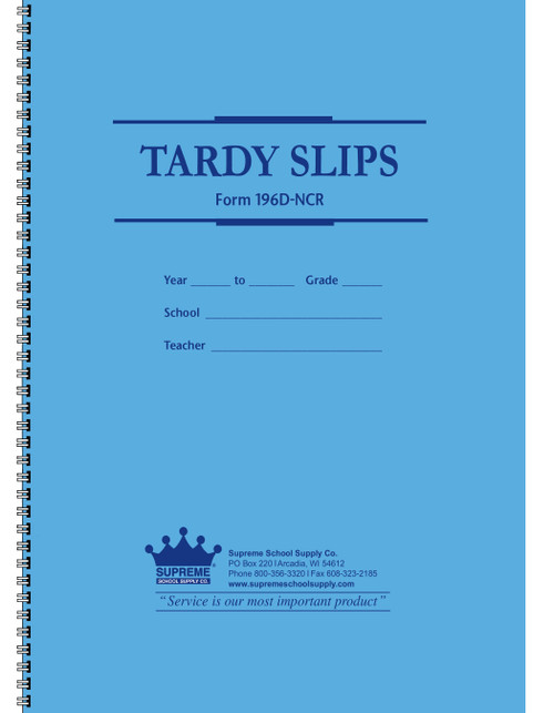 Tardy Slip Book- Carbonless Duplicates-NCR (196D-NCR) Tardy Slip Book- Carbonless Duplicates-NCR (196D-NCR)