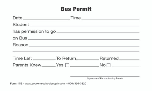 Bus Permit (17B)