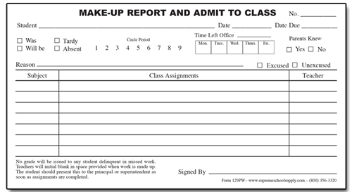 Make Up Reports - White (129PW)