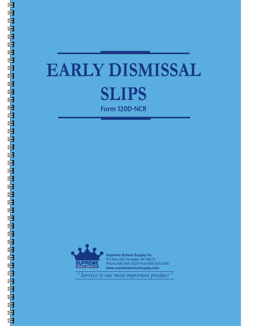 Early Dismissal Book Carbonless (120D-NCR)