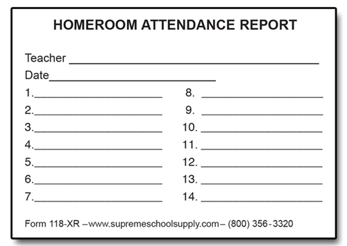 Homeroom Attendance Report (118XR)