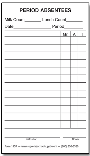 Period Absentees Lunch Count (113R)