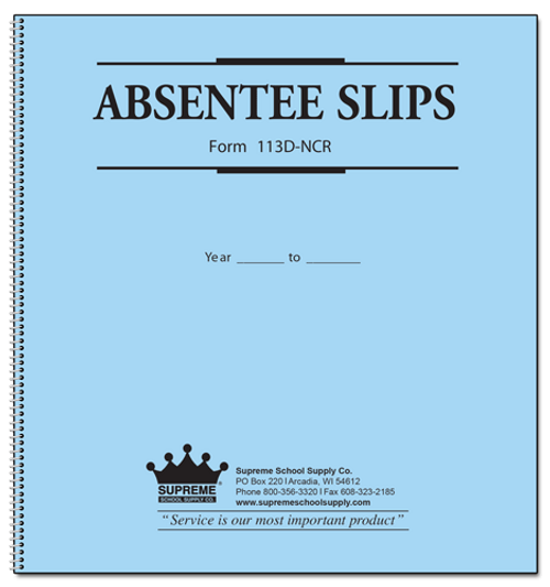 Absentee Slip Book (113D-NCR)