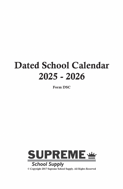 2025-2026 Dated School Calendar (DSC) 