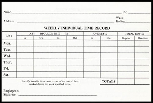 Weekly Time Cards (WTC)