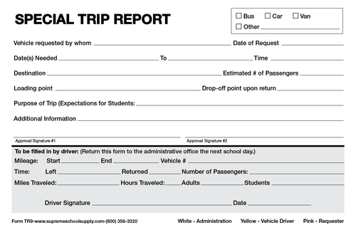 Special Trip Reports - Triplicate (TR9)