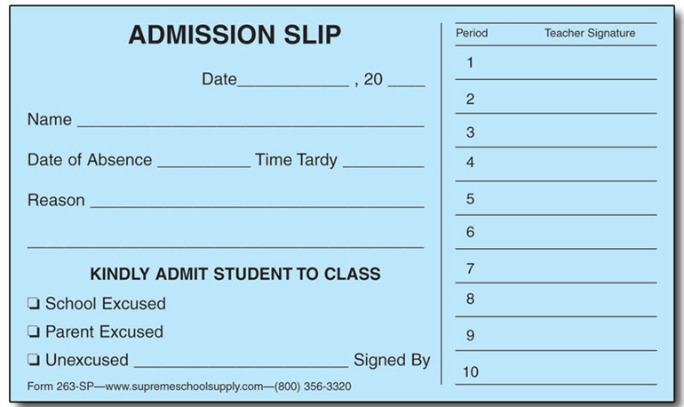 Admission Slips 263SP Supreme School Supply