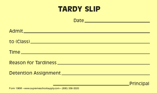 Tardy Slips Yellow 196M Supreme School Supply Tardy Slips Yellow 196M Supreme School Supply