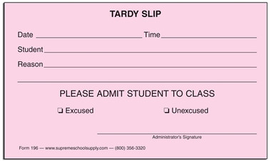 Tardy Slips (196) - Supreme School Supply